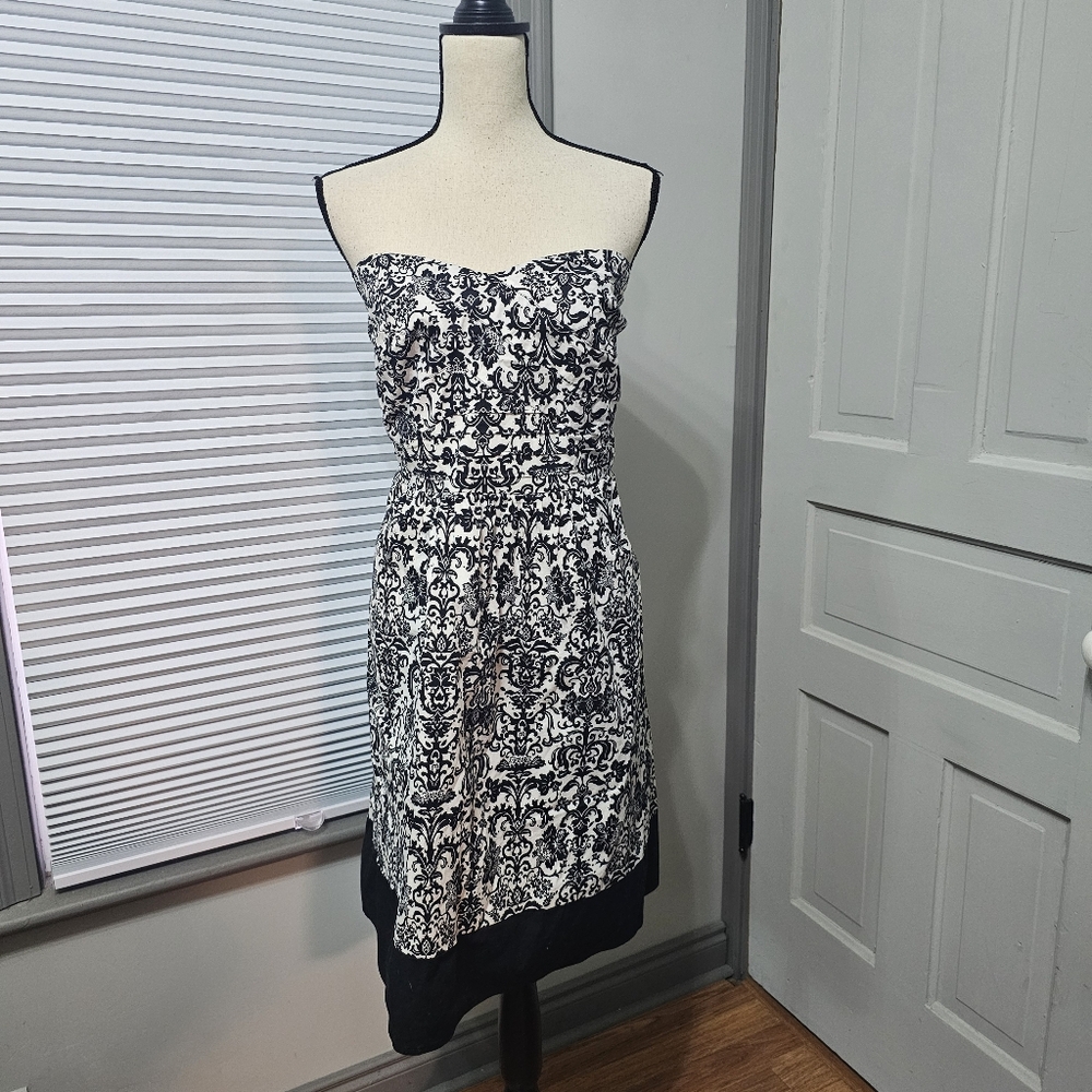 Vintage Torrid Strapless Mini Dress Black & White